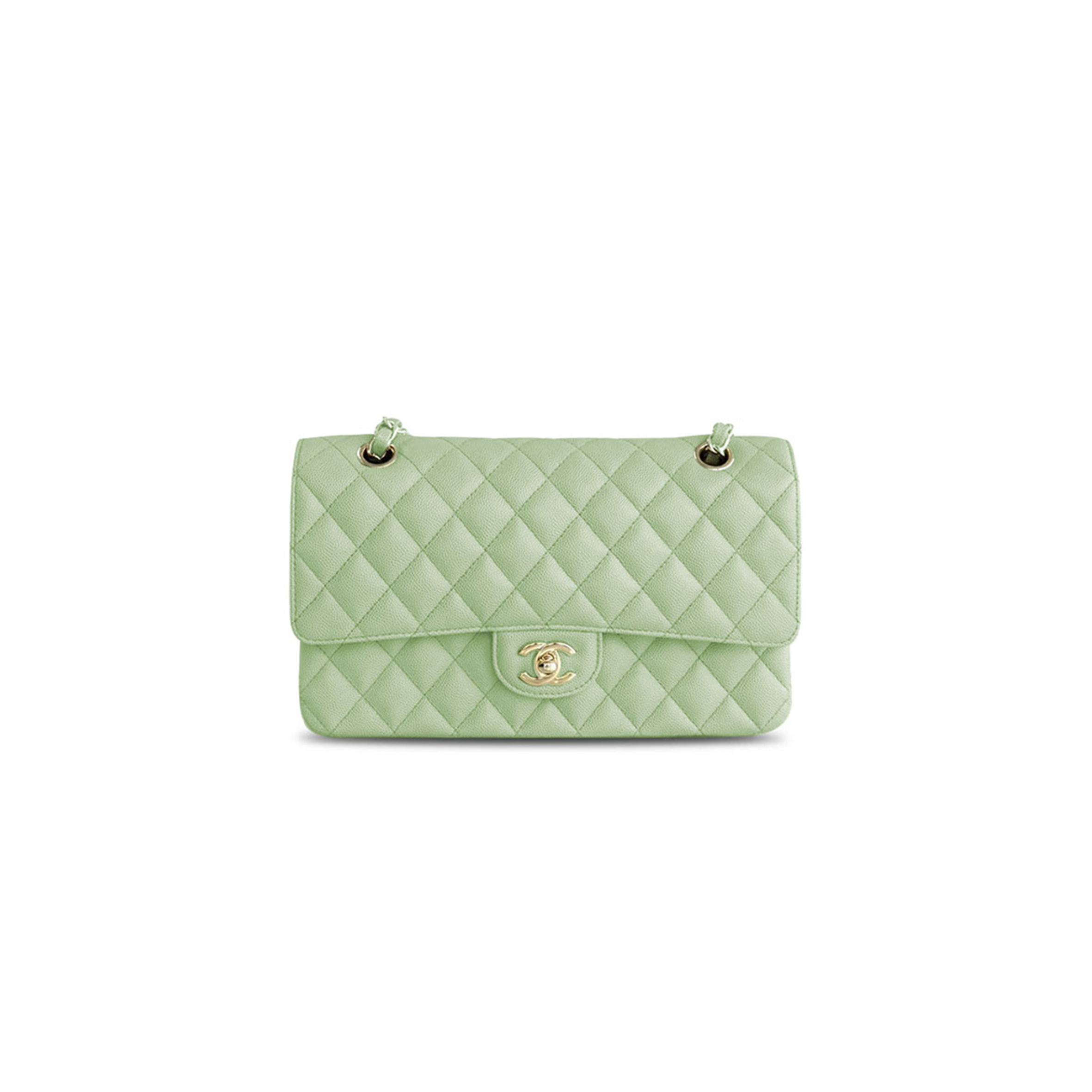 Ch*el cf classic flip caviar light green shoulder bag  (25*17*9cm)